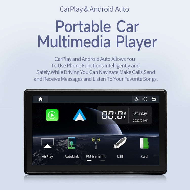 X70-1 Car 7 pollici IPS portatile Smart Screen proiezione schermo wireless Carplay Android Auto, without Reversing Camera