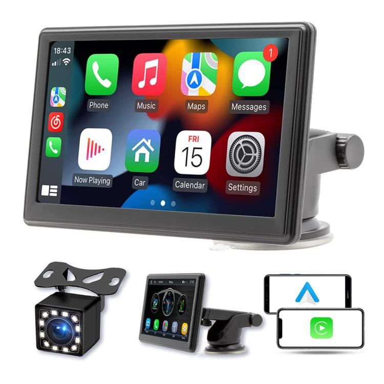 X70-1 Car 7 pollici IPS Schermo intelligente portatile Proiezione schermo wireless Carplay Android Auto, con telecamera di retromarcia, with Reversing Camera