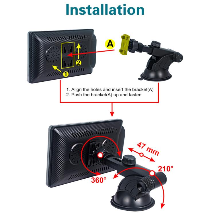 X70-1 Car 7 pollici IPS Schermo intelligente portatile Proiezione schermo wireless Carplay Android Auto, con telecamera di retromarcia, with Reversing Camera