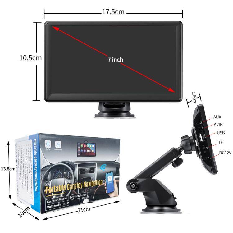 X70-1 Car 7 pollici IPS Schermo intelligente portatile Proiezione schermo wireless Carplay Android Auto, con telecamera di retromarcia, with Reversing Camera