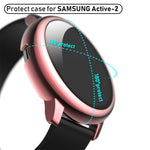 Placca custodia protettiva per PC con pellicola in vetro temperato, For Samsung Galaxy Watch Active 2 40mm, For Samsung Galaxy Watch Active 2 44mm