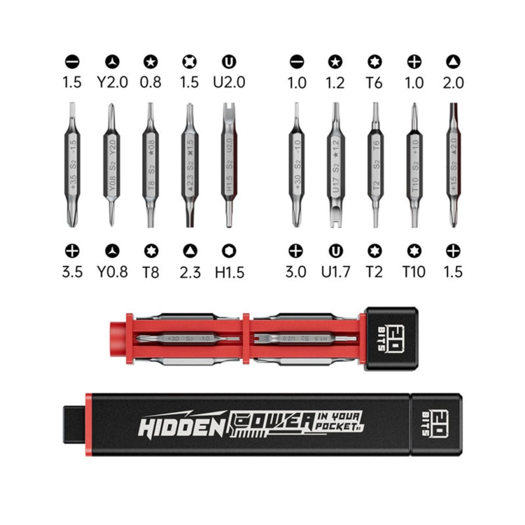 JAKEMY JM-8195 Cacciavite con design a manico quadrato 21 in 1 S-2 punte