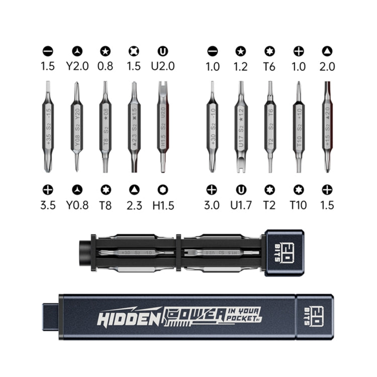 JAKEMY JM-8195 21 in 1 S-2 Bits Square Handle Design Screwdriver