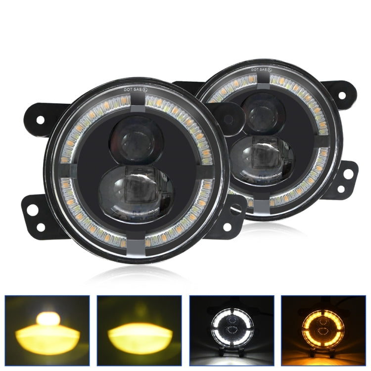 Y4 4 pollici 1 paio di fendinebbia a doppia lente con guida luminosa, For Jeep Wrangler JK 2 Door 2007-2015