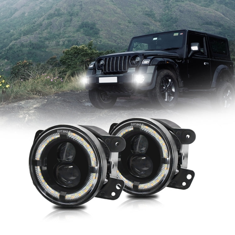 Y4 4 pollici 1 paio di fendinebbia a doppia lente con guida luminosa, For Jeep Wrangler JK 2 Door 2007-2015