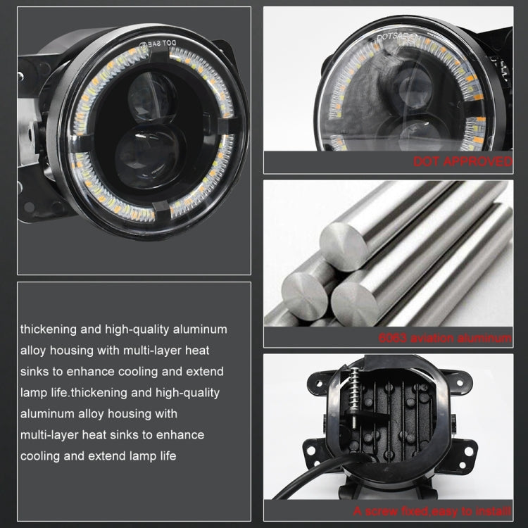 Y4 4 pollici 1 paio di fendinebbia a doppia lente con guida luminosa, For Jeep Wrangler JK 2 Door 2007-2015