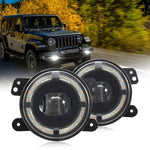 Fendinebbia a lente singola con guida luminosa Y5 da 4 pollici e 1 paio, For Jeep Wrangler JK 2 Door 2007-2015