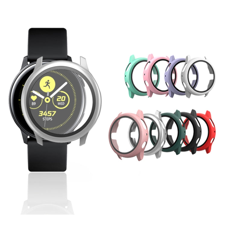 Custodia protettiva per PC con pellicola in vetro temperato, For Samsung Galaxy Watch Active 2 40mm, For Samsung Galaxy Watch Active 2 44mm