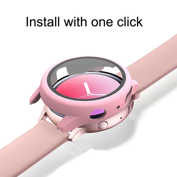 Custodia protettiva per PC con pellicola in vetro temperato, For Samsung Galaxy Watch Active 2 40mm, For Samsung Galaxy Watch Active 2 44mm