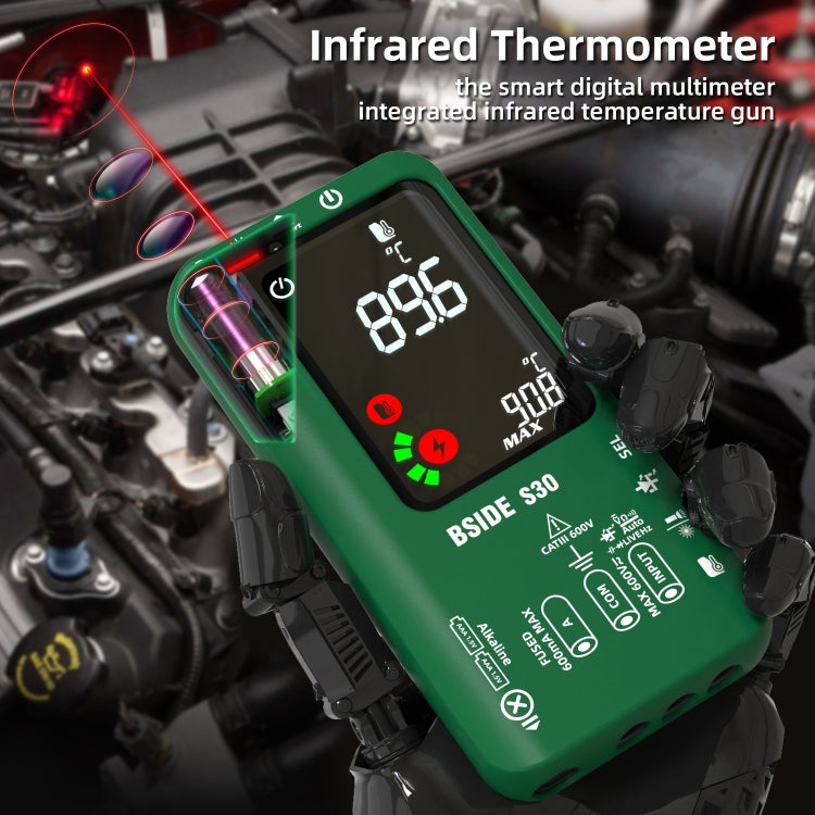 Multimetro per la misurazione della temperatura a infrarossi con schermo a colori intelligente BSIDE S30, S30 (Green), S30 (Red), S30 (Black)
