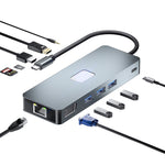 BYL-2309 Tipo-C a HDMI 4K 60Hz + DP HD + VGA + RJ47 + USB3.2 + Audio 3,5mm + PD100W + SD + Docking Station TF HUB, BYL-2309