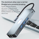 BYL-2309 Tipo-C a HDMI 4K 60Hz + DP HD + VGA + RJ47 + USB3.2 + Audio 3,5mm + PD100W + SD + Docking Station TF HUB, BYL-2309