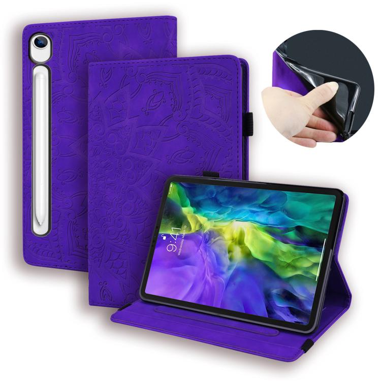 Custodia per tablet in pelle goffrata con texture di vitello, For Galaxy Tab S10 Lite / S10 FE, For Galaxy Tab S11, For Galaxy Tab S9 FE+
