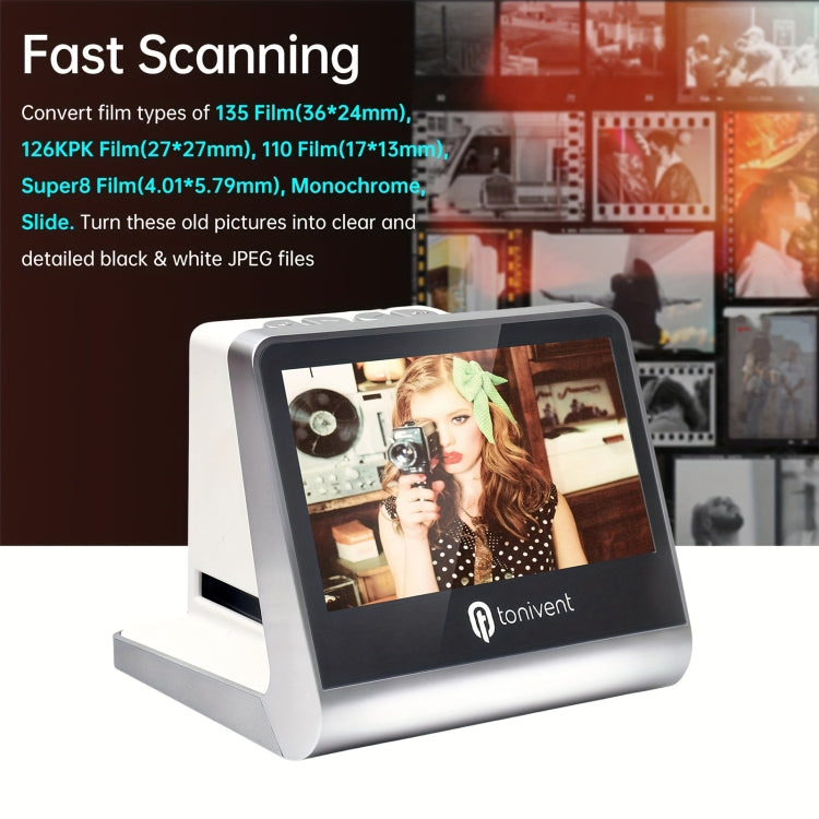 Scanner per pellicole con schermo HD Tonivent TON170 da 22 megapixel da 5 pollici, TON170 White