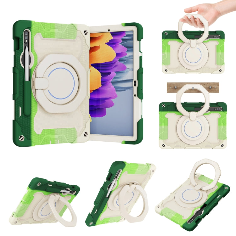 Custodia per tablet in silicone con supporto ad anello rotante portatile Armor, For Samsung Galaxy Tab A11+ / A9+, For Samsung Galaxy Tab A11 / A9, For Samsung Galaxy Tab S10 Lite / S10 FE, For Samsung Galaxy Tab S11 Ultra