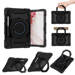 Custodia per tablet in silicone con supporto ad anello rotante portatile Armor, For Samsung Galaxy Tab S10 FE+, For Samsung Galaxy Tab S10+ / S9+ / S9 FE+, For Samsung Galaxy Tab S9 Ultra, For Samsung Galaxy Tab S8 Ultra