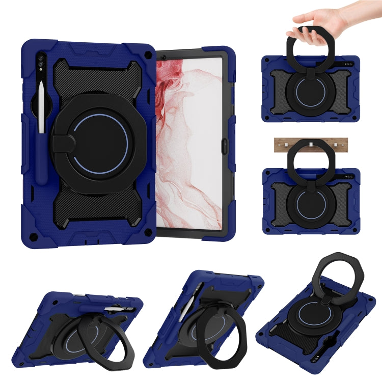 Custodia per tablet in silicone con supporto ad anello rotante portatile Armor, For Samsung Galaxy Tab S10 FE+, For Samsung Galaxy Tab S10+ / S9+ / S9 FE+, For Samsung Galaxy Tab S9 Ultra, For Samsung Galaxy Tab S8 Ultra