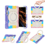 Custodia per tablet in silicone con supporto ad anello rotante portatile Armor, For Samsung Galaxy Tab S10 FE+, For Samsung Galaxy Tab S10+ / S9+ / S9 FE+, For Samsung Galaxy Tab S9 Ultra, For Samsung Galaxy Tab S8 Ultra