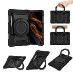 Custodia per tablet in silicone con supporto ad anello rotante portatile Armor, For Samsung Galaxy Tab S10 FE+, For Samsung Galaxy Tab S10+ / S9+ / S9 FE+, For Samsung Galaxy Tab S9 Ultra, For Samsung Galaxy Tab S8 Ultra