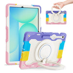 Custodia per tablet in silicone con supporto ad anello rotante portatile Armor, For Samsung Galaxy Tab S10 FE+, For Samsung Galaxy Tab S10+ / S9+ / S9 FE+, For Samsung Galaxy Tab S9 Ultra, For Samsung Galaxy Tab S8 Ultra