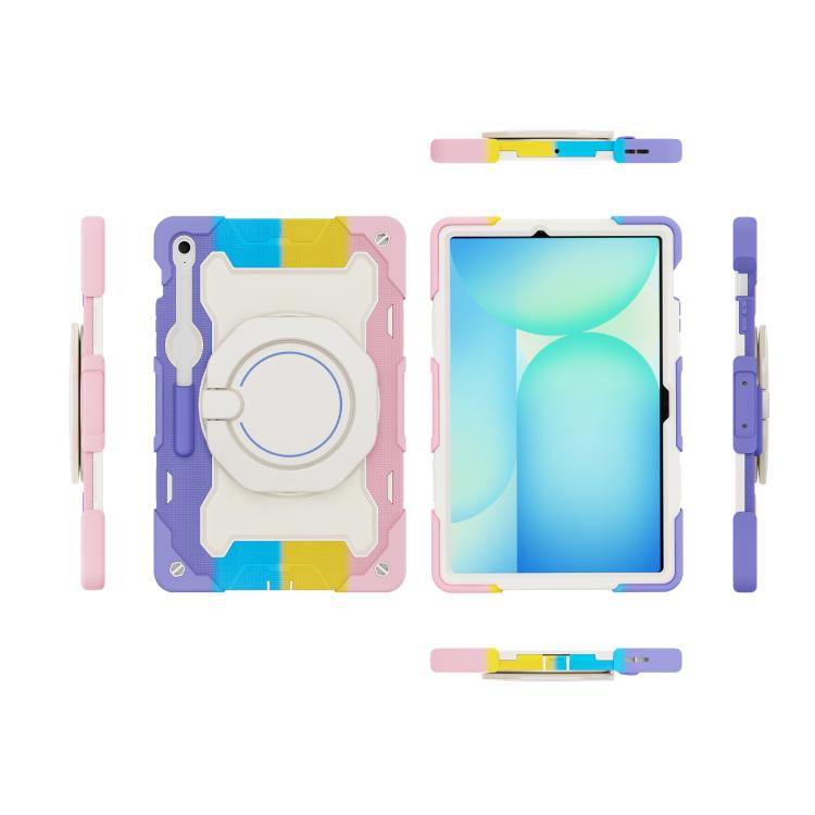 Custodia per tablet in silicone con supporto ad anello rotante portatile Armor, For Samsung Galaxy Tab S10 FE+, For Samsung Galaxy Tab S10+ / S9+ / S9 FE+, For Samsung Galaxy Tab S9 Ultra, For Samsung Galaxy Tab S8 Ultra