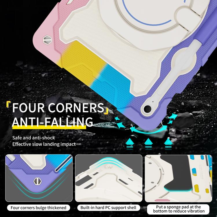 Custodia per tablet in silicone con supporto ad anello rotante portatile Armor, For Samsung Galaxy Tab S10 FE+, For Samsung Galaxy Tab S10+ / S9+ / S9 FE+, For Samsung Galaxy Tab S9 Ultra, For Samsung Galaxy Tab S8 Ultra