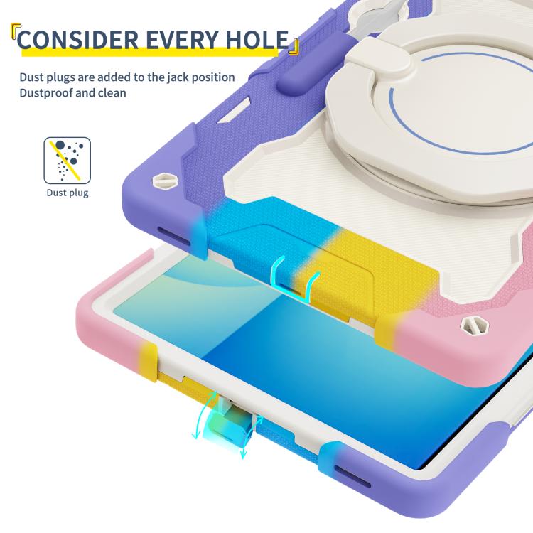 Custodia per tablet in silicone con supporto ad anello rotante portatile Armor, For Samsung Galaxy Tab S10 FE+, For Samsung Galaxy Tab S10+ / S9+ / S9 FE+, For Samsung Galaxy Tab S9 Ultra, For Samsung Galaxy Tab S8 Ultra