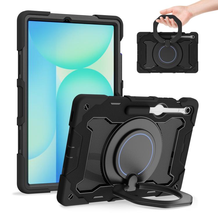 Custodia per tablet in silicone con supporto ad anello rotante portatile Armor, For Samsung Galaxy Tab S10 FE+, For Samsung Galaxy Tab S10+ / S9+ / S9 FE+, For Samsung Galaxy Tab S9 Ultra, For Samsung Galaxy Tab S8 Ultra
