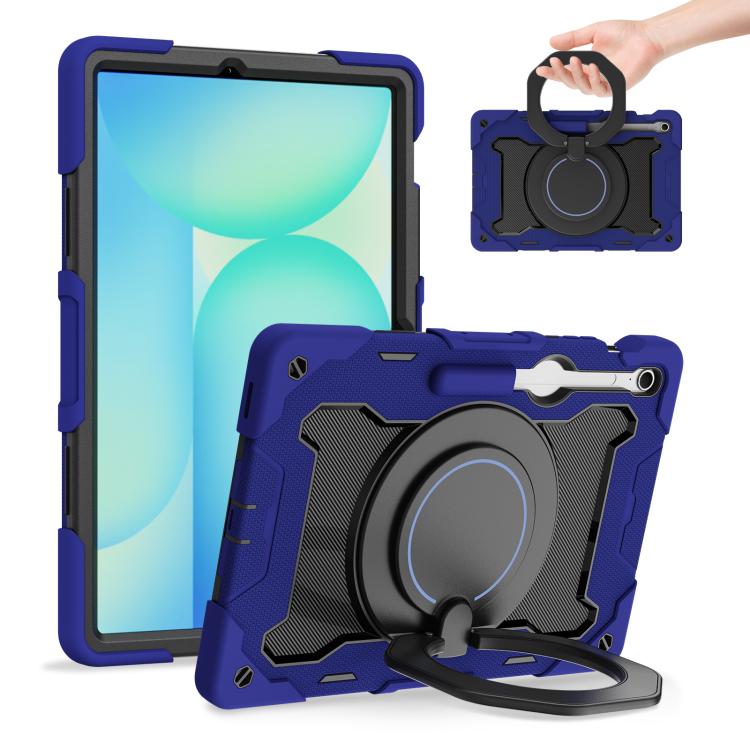Custodia per tablet in silicone con supporto ad anello rotante portatile Armor, For Samsung Galaxy Tab S10 FE+, For Samsung Galaxy Tab S10+ / S9+ / S9 FE+, For Samsung Galaxy Tab S9 Ultra, For Samsung Galaxy Tab S8 Ultra