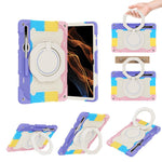Custodia per tablet in silicone con supporto ad anello rotante portatile Armor, For Samsung Galaxy Tab S10 FE+, For Samsung Galaxy Tab S10+ / S9+ / S9 FE+, For Samsung Galaxy Tab S9 Ultra, For Samsung Galaxy Tab S8 Ultra