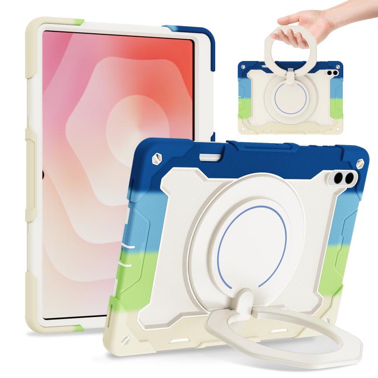 Custodia per tablet in silicone con supporto ad anello rotante portatile Armor, For Samsung Galaxy Tab A11+ / A9+, For Samsung Galaxy Tab A11 / A9, For Samsung Galaxy Tab S10 Lite / S10 FE, For Samsung Galaxy Tab S11 Ultra