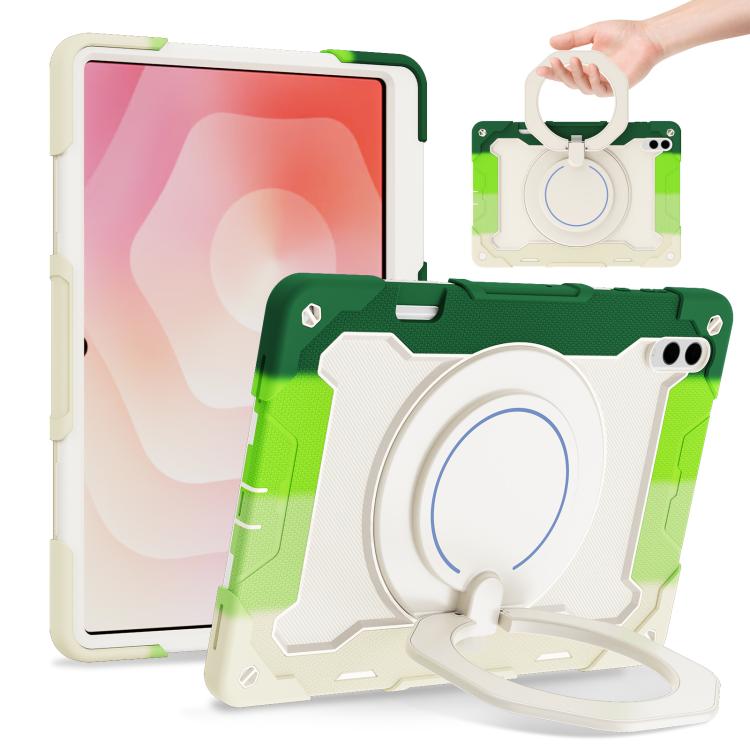 Custodia per tablet in silicone con supporto ad anello rotante portatile Armor, For Samsung Galaxy Tab A11+ / A9+, For Samsung Galaxy Tab A11 / A9, For Samsung Galaxy Tab S10 Lite / S10 FE, For Samsung Galaxy Tab S11 Ultra
