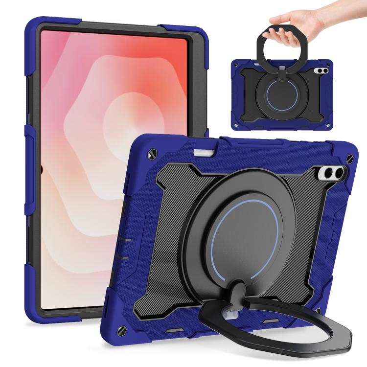 Custodia per tablet in silicone con supporto ad anello rotante portatile Armor, For Samsung Galaxy Tab A11+ / A9+, For Samsung Galaxy Tab A11 / A9, For Samsung Galaxy Tab S10 Lite / S10 FE, For Samsung Galaxy Tab S11 Ultra