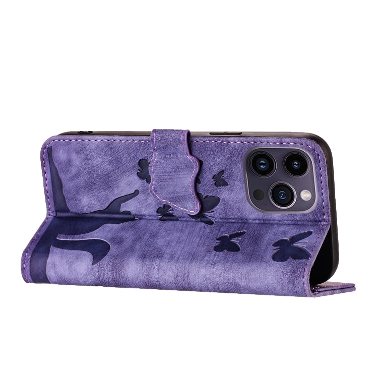 Custodia per cellulare in pelle con stampa a farfalla con gatto, For iPhone 15 Pro Max, For iPhone 15 Pro, For iPhone 15 Plus, For iPhone 15