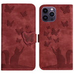 Custodia per cellulare in pelle con stampa a farfalla con gatto, For iPhone 15 Pro Max, For iPhone 15 Pro, For iPhone 15 Plus, For iPhone 15