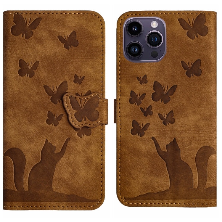 Custodia per cellulare in pelle con stampa a farfalla con gatto, For iPhone 15 Pro Max, For iPhone 15 Pro, For iPhone 15 Plus, For iPhone 15