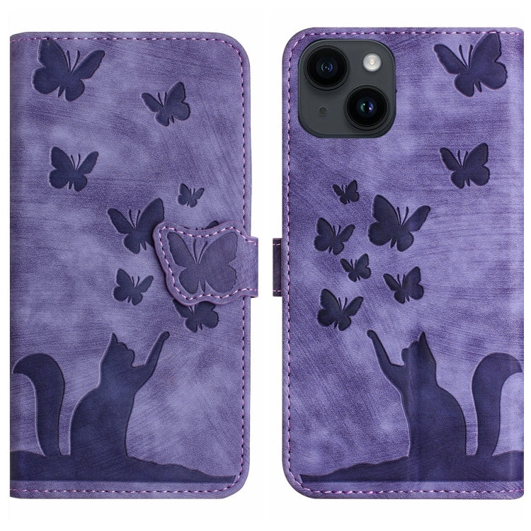 Custodia per cellulare in pelle con stampa a farfalla con gatto, For iPhone 15 Pro Max, For iPhone 15 Pro, For iPhone 15 Plus, For iPhone 15