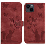 Custodia per cellulare in pelle con stampa a farfalla con gatto, For iPhone 15 Pro Max, For iPhone 15 Pro, For iPhone 15 Plus, For iPhone 15