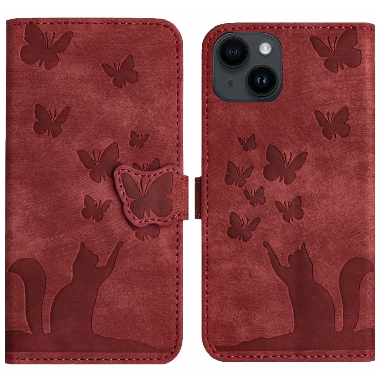 Custodia per cellulare in pelle con stampa a farfalla con gatto, For iPhone 15 Pro Max, For iPhone 15 Pro, For iPhone 15 Plus, For iPhone 15