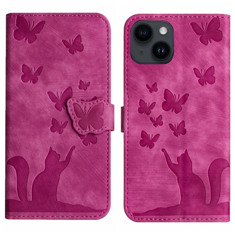 Custodia per cellulare in pelle con stampa a farfalla con gatto, For iPhone 15 Pro Max, For iPhone 15 Pro, For iPhone 15 Plus, For iPhone 15