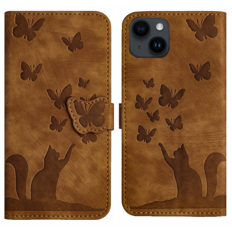 Custodia per cellulare in pelle con stampa a farfalla con gatto, For iPhone 15 Pro Max, For iPhone 15 Pro, For iPhone 15 Plus, For iPhone 15