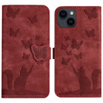 Custodia per cellulare in pelle con stampa a farfalla con gatto, For iPhone 15 Pro Max, For iPhone 15 Pro, For iPhone 15 Plus, For iPhone 15