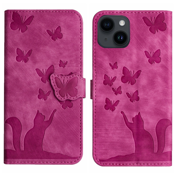 Custodia per cellulare in pelle con stampa a farfalla con gatto, For iPhone 15 Pro Max, For iPhone 15 Pro, For iPhone 15 Plus, For iPhone 15