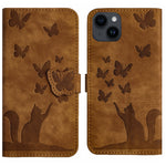 Custodia per cellulare in pelle con stampa a farfalla con gatto, For iPhone 15 Pro Max, For iPhone 15 Pro, For iPhone 15 Plus, For iPhone 15