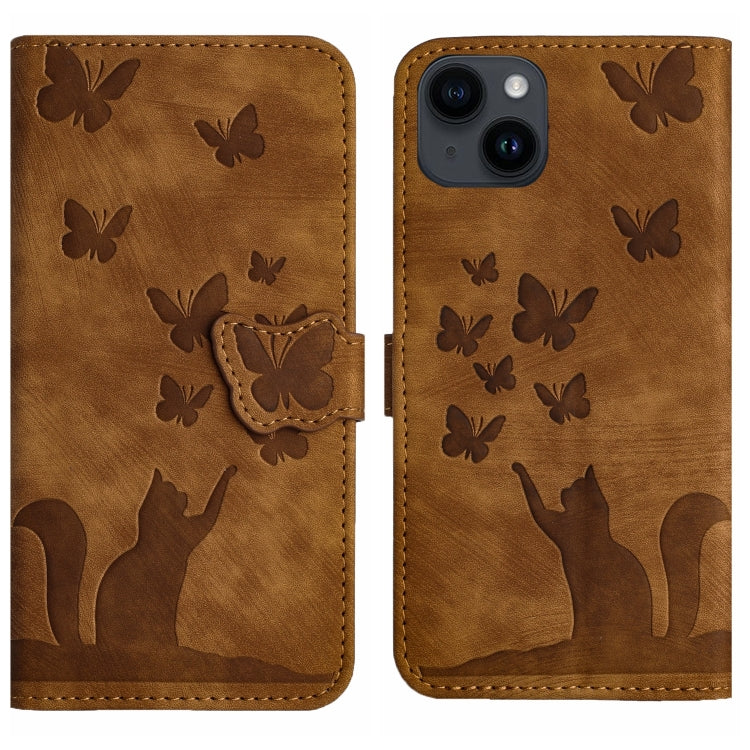 Custodia per cellulare in pelle con stampa a farfalla con gatto, For iPhone 15 Pro Max, For iPhone 15 Pro, For iPhone 15 Plus, For iPhone 15