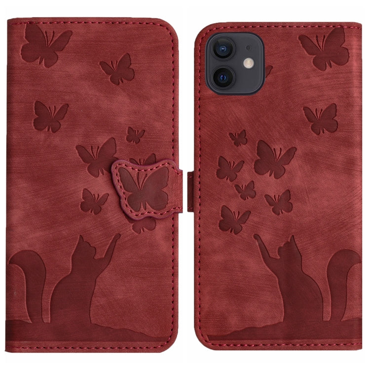 Custodia per cellulare in pelle con stampa a farfalla con gatto, For iPhone 13 mini, For iPhone 12 / 12 Pro, For iPhone 12 Pro Max, For iPhone 12 mini