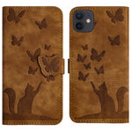 Custodia per cellulare in pelle con stampa a farfalla con gatto, For iPhone 13 mini, For iPhone 12 / 12 Pro, For iPhone 12 Pro Max, For iPhone 12 mini