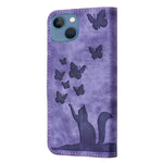 Custodia per cellulare in pelle con stampa a farfalla con gatto, For iPhone 13 mini, For iPhone 12 / 12 Pro, For iPhone 12 Pro Max, For iPhone 12 mini