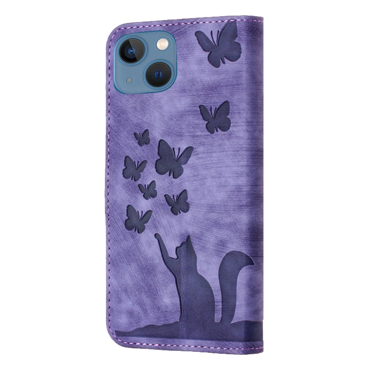 Custodia per cellulare in pelle con stampa a farfalla con gatto, For iPhone 13 mini, For iPhone 12 / 12 Pro, For iPhone 12 Pro Max, For iPhone 12 mini