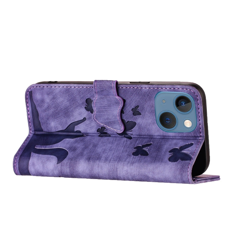 Custodia per cellulare in pelle con stampa a farfalla con gatto, For iPhone 13 mini, For iPhone 12 / 12 Pro, For iPhone 12 Pro Max, For iPhone 12 mini